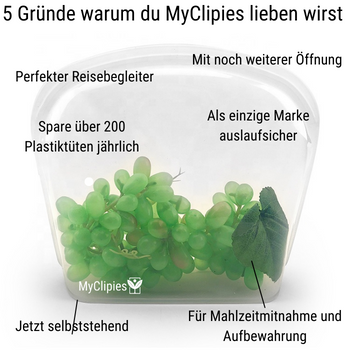 MyClipies Features, selbststehende Gefrierbeutel Ziploc Beutel